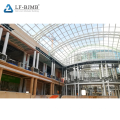 Steel space frame glass atrium dome roof structure design